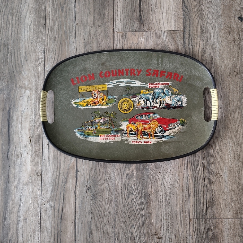 Vintage Souvenir Serving Tray From Lion Country Safari
